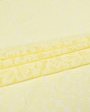 Koronka Elastyczna Gruba na tiulu Wzór 6 Żółty