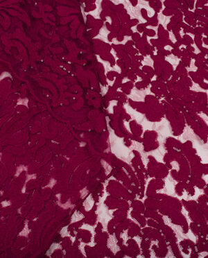 Gipiura Bawełniana Wzór 27 Cekiny Ciemny Czerwony - detal2