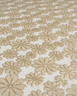 Gipiura Bawełniana Wzór 29 Cekiny Beżowy - detal