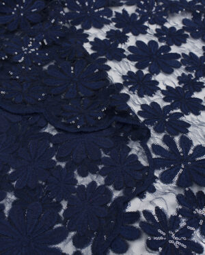 Gipiura Bawełniana Wzór 29 Cekiny Granatowy - detal2