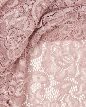 Koronka Elastyczna Gruba na tiulu Wzór 9 Brudny Róż