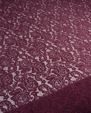 Koronka Elastyczna Gruba na tiulu Wzór 9 Bordowy