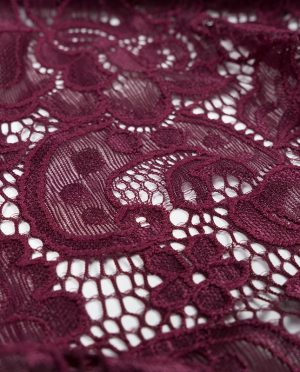 Koronka Elastyczna Gruba na tiulu Wzór 9 Bordowy