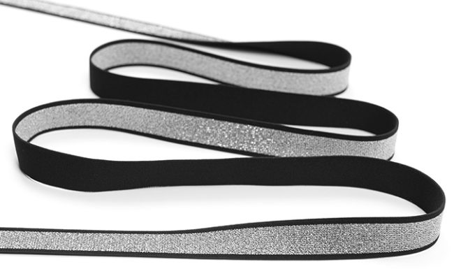 Taśma Gumowa Wzór 4 b Srebrny Lurex 2,5 cm