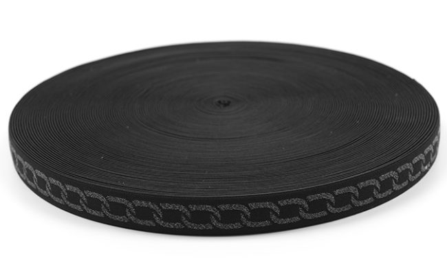 Taśma Gumowa Wzór 5 a Dwustronne Łańcuchy Grafit Lurex 2,5 cm