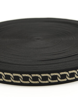 Taśma Gumowa Wzór 5 b Dwustronne Łańcuchy Złoty Lurex 2,5 cm