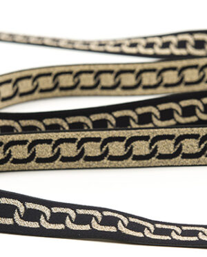 Taśma Gumowa Wzór 5 b Dwustronne Łańcuchy Złoty Lurex 2,5 cm