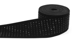 Welurowa Taśma z Kryształkami Wzór 2 Czarny 4,5 cm - detal