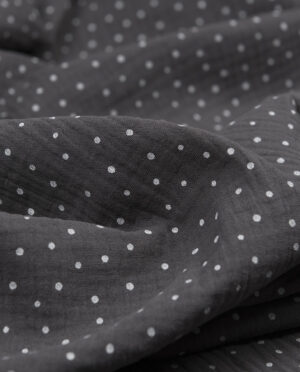 Muślin Double Gaze Kropki Ciemny Popiel - detal