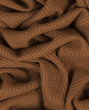 Dzianina Swetrowa Gruba Prążkowana Jasny Brązowy