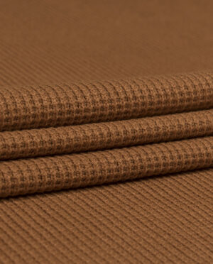 Dzianina Swetrowa Gruba Prążkowana Jasny Brązowy - detal2