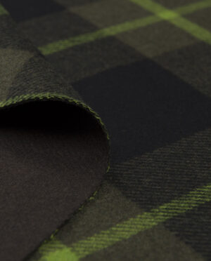 Wełniany Dwustronny Flausz Krata Zielony - detal