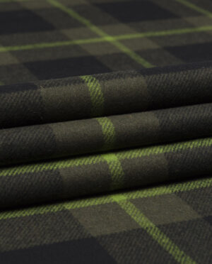 Wełniany Dwustronny Flausz Krata Zielony - detal2