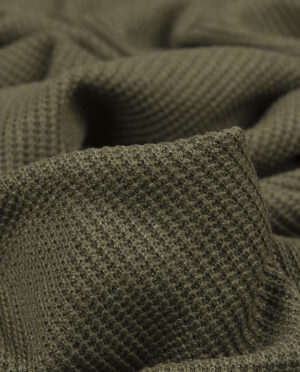 Dzianina Swetrowa Gruba Prążkowana Khaki - detal