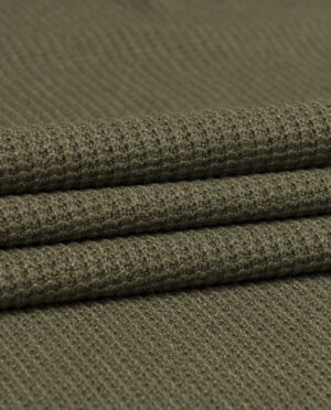 Dzianina Swetrowa Gruba Prążkowana Khaki - detal2
