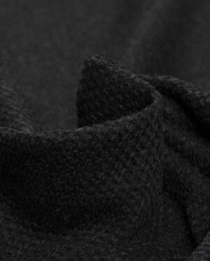 Gruba Dzianina Wełniana Swetrowa Warkocz Antracyt - detal3