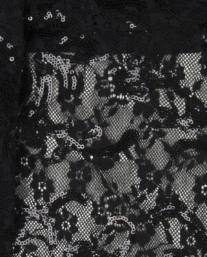 Koronka Sukienkowa z Cekinami Czarny - detal3