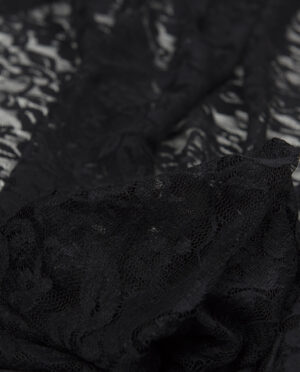 Koronka Elastyczna na tiulu Czarny - detal
