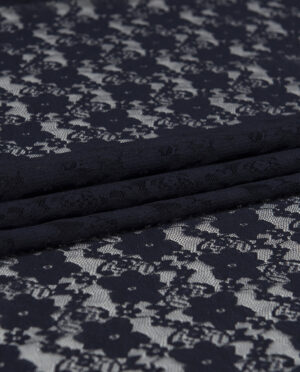 Koronka Elastyczna na tiulu Granatowy - detal