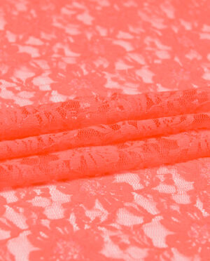 Koronka Elastyczna na tiulu Neonowy Koral - detal2