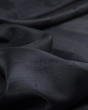 Podszewka Wiskozowa Żakardowa Wzór 45 Mapa Granatowy - detal3