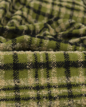 Wełna Bucle Krata Oliwka - detal4