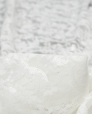 Koronka Sukienkowa z Cekinami Ecru - detal