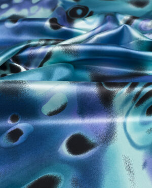 Satyna Cienka Wzór Tie Dye Turkus - detal2