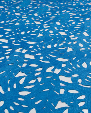 Gipiura Bawełniana Wzór 21 Liście Monstera Jasny Chabrowy - detal2