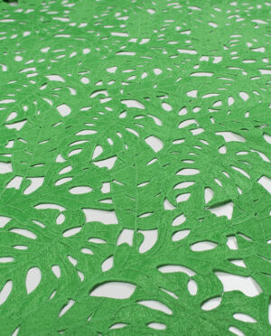 Gipiura Bawełniana Wzór 21 Liście Monstera Zielony - detal2