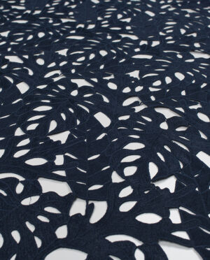 Gipiura Bawełniana Wzór 21 Liście Monstera Granatowy - detal2