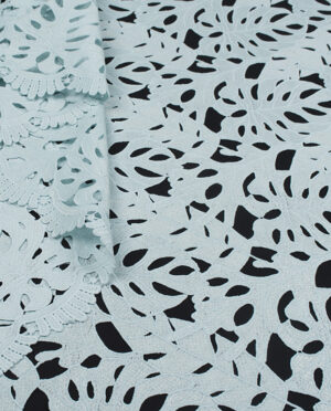 Gipiura Bawełniana Wzór 21 Liście Monstera Jasny Miętowy - detal