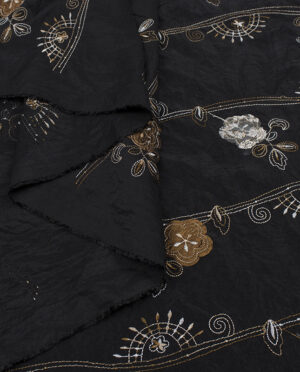 Tafta z haftem Wzór 1 Czarny - detal2