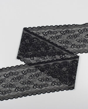 Koronka Elastyczna Czarny Wzór 7 - 17 cm - detal2