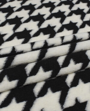 Gruba Wełniana Dzianina Płaszczowa Wzór Pepitka - detal2