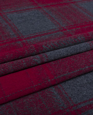 Gruba Wełniana Dzianina Płaszczowa Krata Wzór 4 - detal2