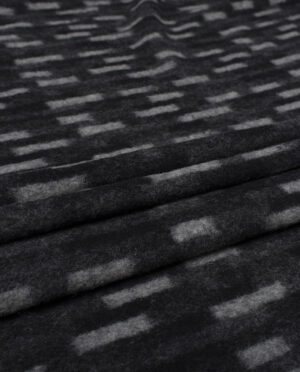 Gruba Wełniana Dzianina Płaszczowa Vintage Czarny - detal2