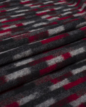 Gruba Wełniana Dzianina Płaszczowa Vintage Czerwony - detal2