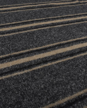 Gruba Wełniana Dzianina Płaszczowa Beżowe Pasy Wzór 6 - detal