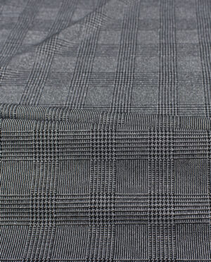 Gruby Jersey Żakardowy Wzór 3 Kratka Pepitka - detal3