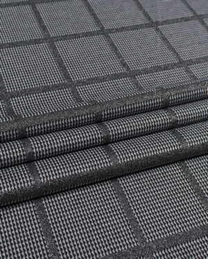 Gruby Jersey Żakardowy Wzór 6 b Kratka - detal2