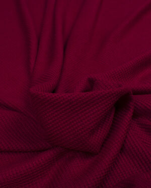 Dzianina Swetrowa Gruba Prążkowana Bordowy - detal