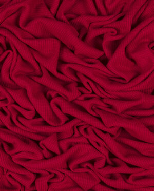 Dzianina Swetrowa Gruba Prążkowana Czerwony