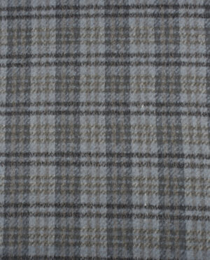 Płaszczowa Tkanina z Włosem w Błękitną Kratę