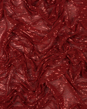 Cekiny Na Elastycznej Siatce Mocny Czerwony