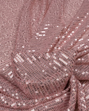 Cekiny Na Elastycznej Siatce Pudrowy Róż - detal