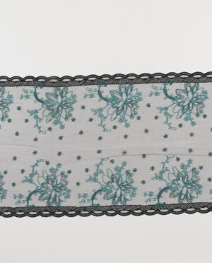 Haft Na Tiulu Turkusowo - Czarny - Wzór 19