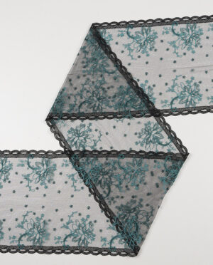 Haft Na Tiulu Turkusowo - Czarny - Wzór 19 - detal2