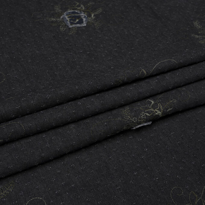Jeans z Haftem Granatowy - detal