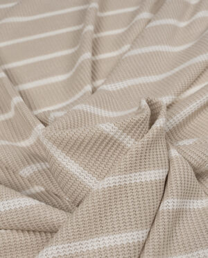 Dzianina Swetrowa Prążkowana W Paski Beżowy - Ecru - detal2